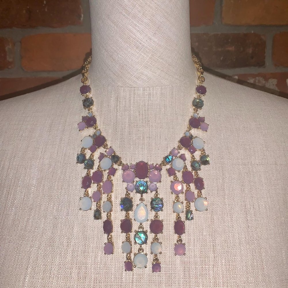 White House Black Market Pink Mixed Stone Statement Necklace New